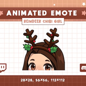 Animated Christmas Reindeer Emote, Rudolph, Twitch Discord Emotes, Winter December, Snowman, Cold, Antlers, Steamer Girl Emote, Xmas Stream