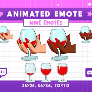 Animated Wine Glass Emote, Discord, Twitch Emote, Streamer Cheers, Alcohol, Girls Night, Party Emote, Club, Drinking Chardonnay, Fancy