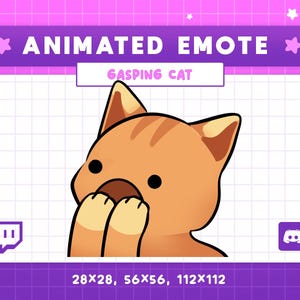 Animated Surprised Cat Emote | Streamer | Twitch | Discord | YouTube | Shocked Emote | GASP | Cute Animal Emote | Kitten Emote | Meow Kitty
