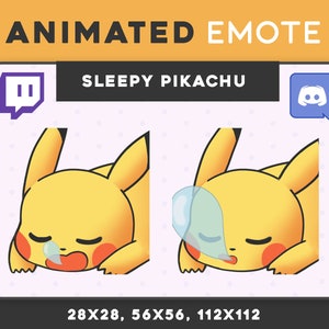 ANIMOWANY PIKACHU ŚPIĄCY Emotikona / Chrapiący Pikachu / Zabawny Twitch lub Discord Streaming Gamer Emoji / Śpiący mem / Śliniący się, Drzemka, Zmęczenie