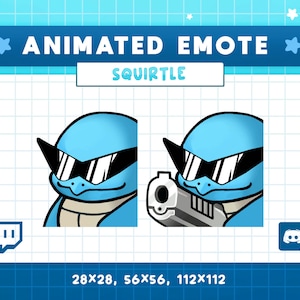 GEANIMEERDE SQUIRTLE GUN Emote / Angry Cute Chibi / Funny Twitch, Discord, Streaming, Gamer Emoji / Shooting Gun Meme / Pew Pew / Anime