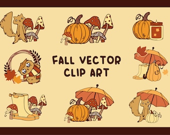 Fall SVG Vector Graphics | Hand drawn | Autumn Bundle | Pumpkins | Mushroom Art | Leaves | Rain | Thanksgiving | PNG EPS Ai