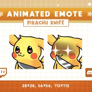 Emote animate Emote coltello Pikachu / Emote Streamer / Emote anime carine Streamer / Emote Twitch, YouTube, Discord Streaming di giochi divertenti