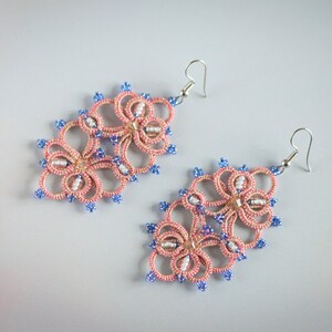 Handmade Pink Lace Earrings: Swarovski Crystal Bridal Jewelry