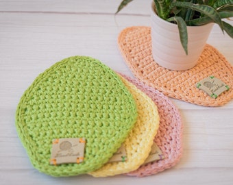 Set of 4 Colorful Crochet Coasters, Easter Egg Design, Handmade Spring Table Decor