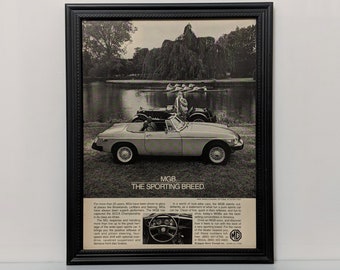 B/&W VINTAGE ADVERTISEMENT 1980 MG MGB Convertible Sports Car Classic Breed