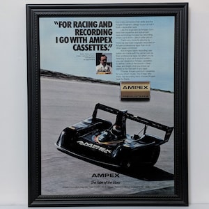 Framed 70's Ampex Ad 1979 LoLa 333 Bobby Rahal Laguna Seca Race Car Retro Advertisement Vintage Automotive Classic Wall Art Photo Poster