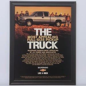 Framed Car Ad Chevrolet Silverado Z71 Pickup Truck 1999 2000 2001