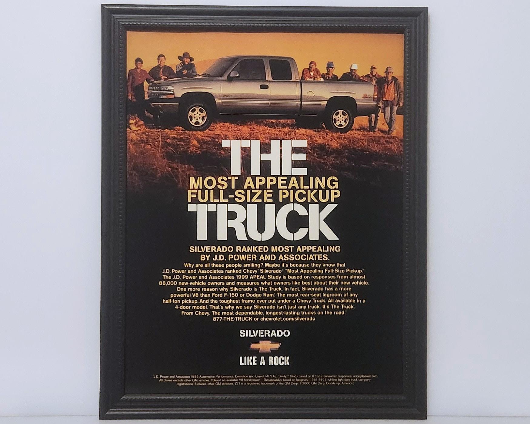 Framed Car Ad Chevrolet Silverado Z71 Pickup Truck 1999 2000 2001