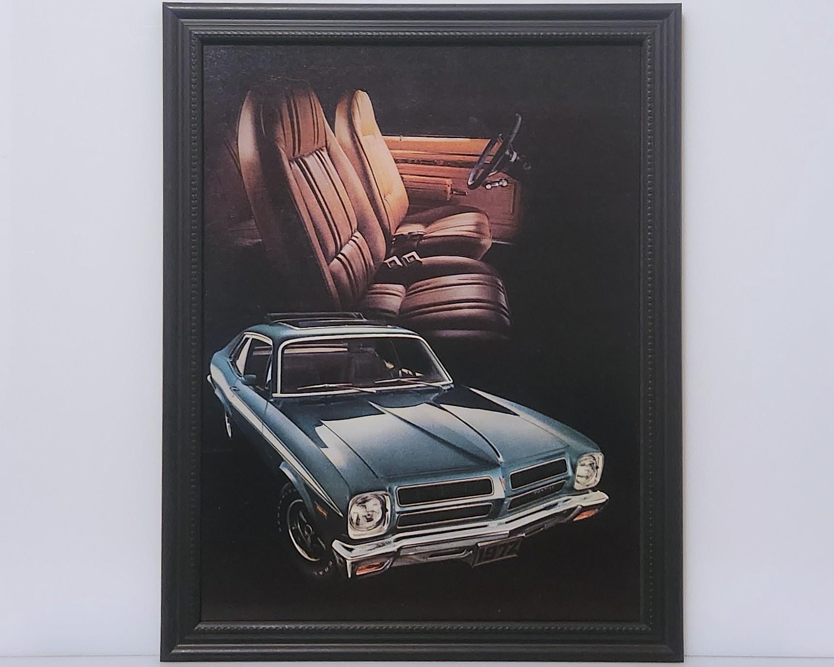 Framed Vintage 70's Car Ad 1972 Pontiac Ventura Classic