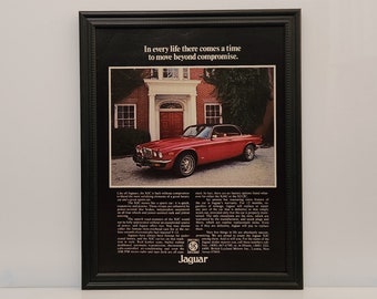 Gerahmte Vintage 70er Jahre Auto Anzeige Jaguar XJC Coupe XJ6C XJ12C 1976 Klassische Werbung Automobil Wand Kunst Foto Poster