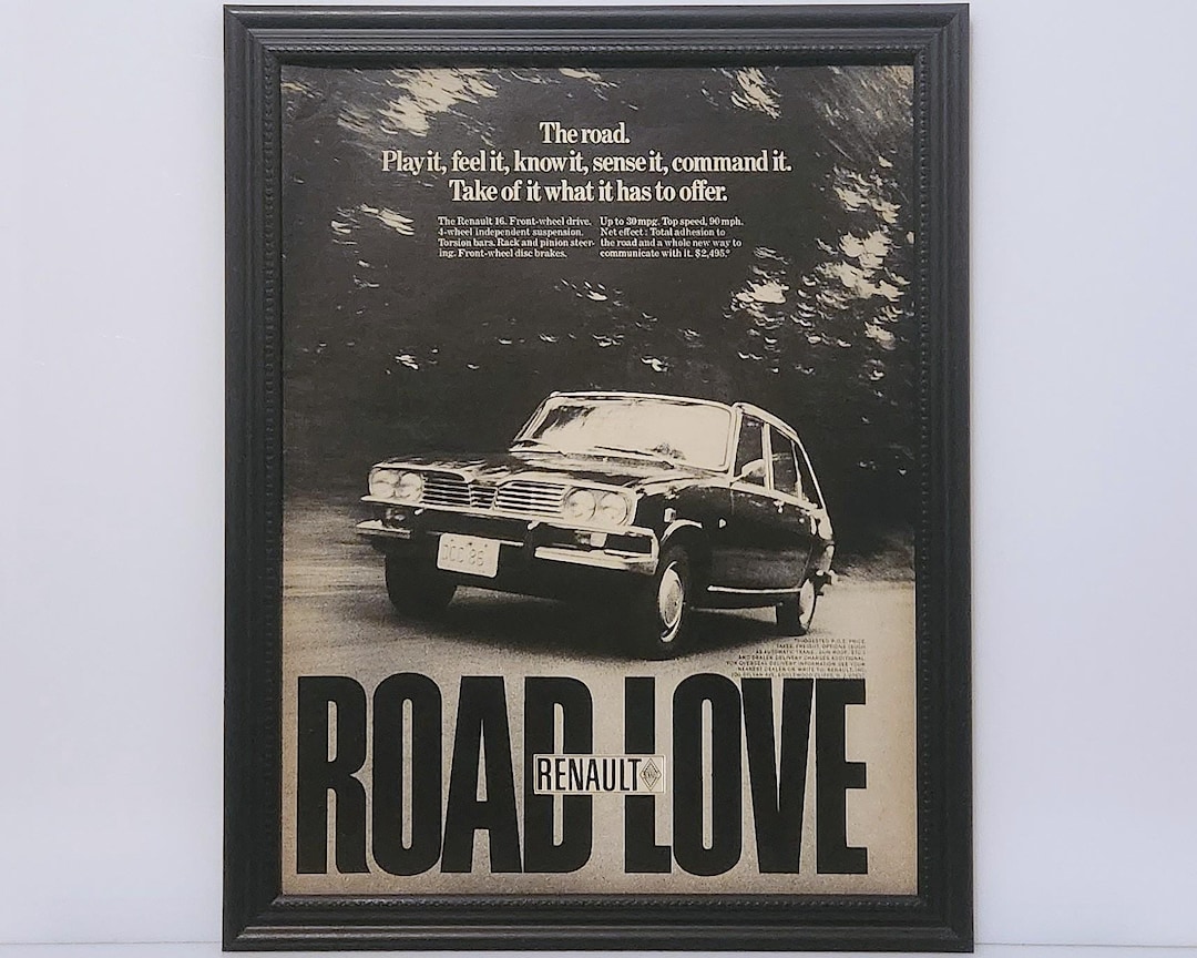 Framed Vintage 70's Car Ad 1971 Renault 16 Advertisement Classic