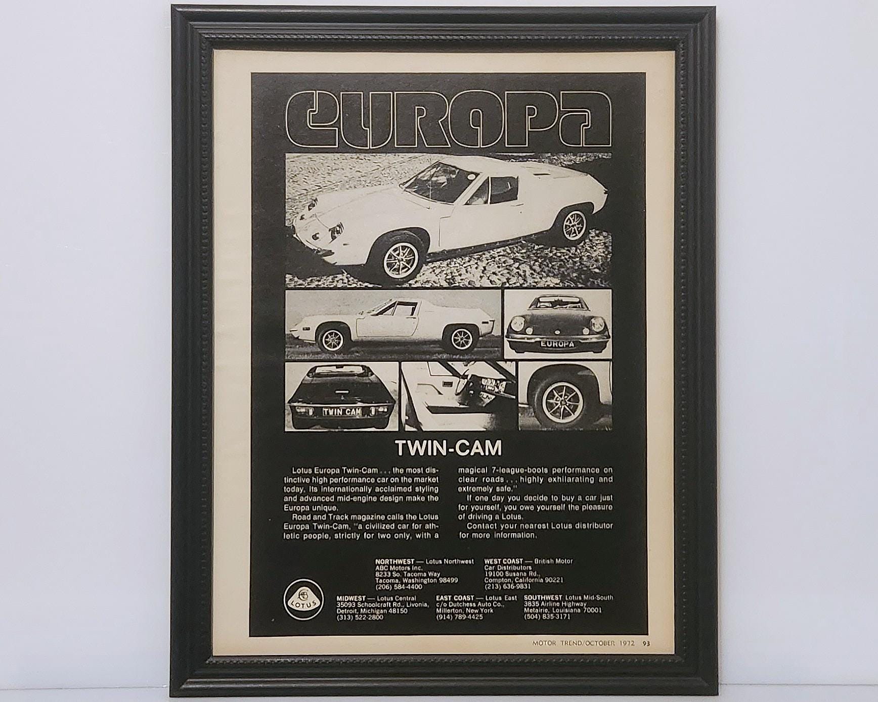 ポスター RT-72974 Framed Vintage 70's Car Ad Lotus Europa Twin Cam Special 1972 1973