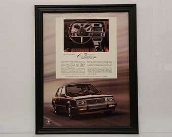 Framed Vintage 80's Car Ad Cadillac Cimarron 1982 Classic Advertisement Automotive Wall Art Photo Poster