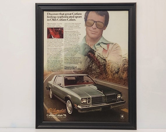 Framed Vintage 70 s Car Ad 1978 Oldsmobile Cutlass Calais Advertisement Retro Automotive Classic Wall Art Photo Poster