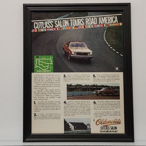 Framed Retro 70&#39;s Car Ad 1977 Oldsmobile Cutlass Salon Advertisement Vintage Automotive Classic Wall Art Photo Poster 3