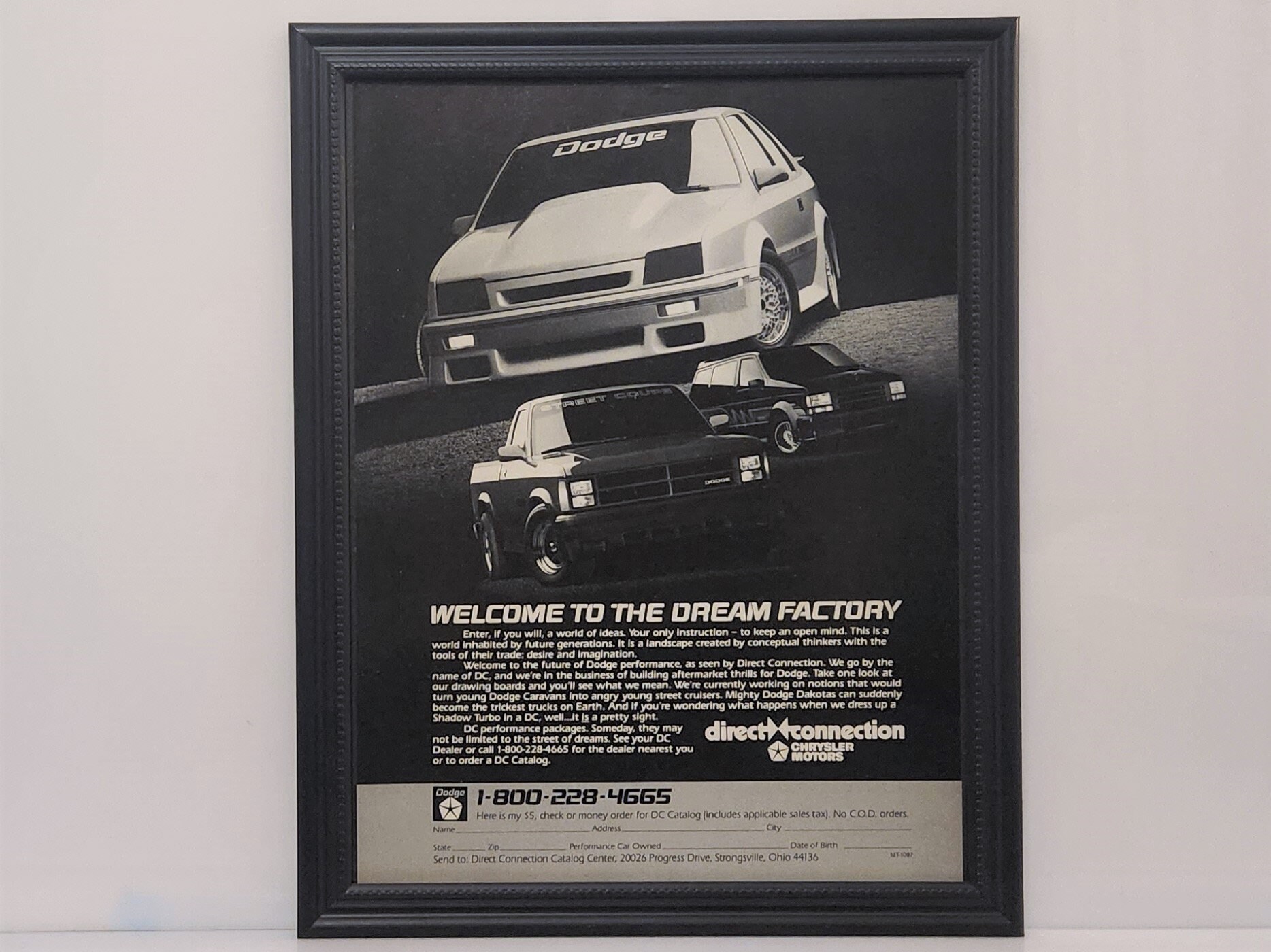 Framed 80's Car Ad 1987 Dodge Plymouth Direct Connection - Etsy