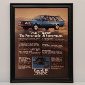 Framed Vintage 80&#39;s Car Ad 1981 Renault 18i Sports Wagon Classic Advertisement Automotive Wall Art Photo Poster