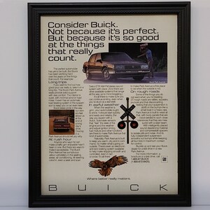 Framed Vintage 80&#39;s Car Ad 1987 Buick Park Avenue Retro Automotive Advertisement Classic Wall Art Photo Poster