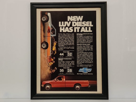 Framed Vintage 80's Car Ad Chevrolet Luv Pickup Truck 1981 Classic