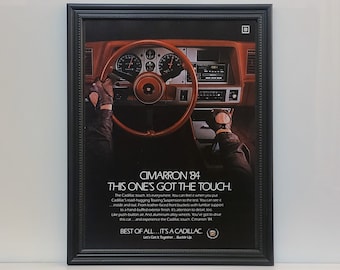 Framed 80's Car Ad 1984 Cadillac Cimarron Retro Advertisement Vintage Automotive Classic Wall Art Photo Poster