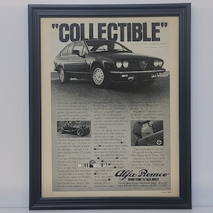 Framed Vintage 70&#39;s Car Ad 1979 Alfa Romeo Mille Miglia Sprint Volce Retro Automotive Advertisement Classic Wall Art Photo Poster