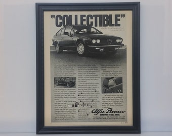 Framed Vintage 70's Car Ad 1979 Alfa Romeo Mille Miglia Sprint Volce Retro Automotive Advertisement Classic Wall Art Photo Poster