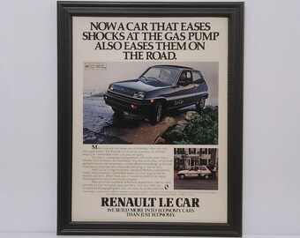 Framed Vintage 80's Car Ad 1980 Renault Le Car Classic Automotive