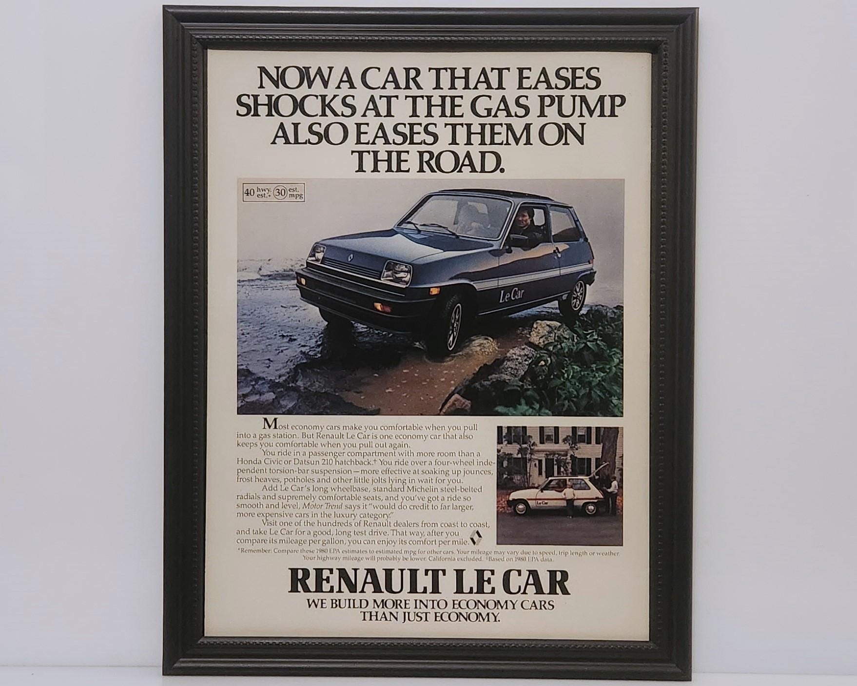 Framed Vintage 80's Car Ad 1980 Renault Le Car Classic Automotive