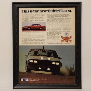 Framed 80&#39;s Vintage Car Ad 1985 Buick Electra Park Anenue Sedan Retro Advertisement Automotive Classic Wall Art Photo Poster