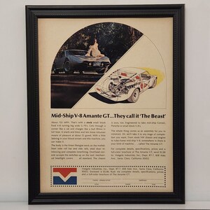 額入りレトロ 70 年代 カー広告 1970 Amante GT キットカー広告 ヴィンテージ 自動車 クラシック ウォールアート フォトポスター
