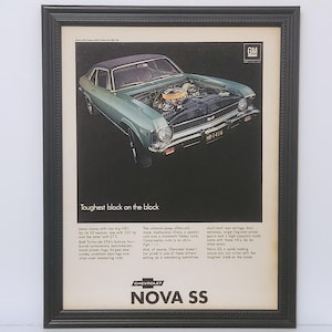 Framed Vintage 60&#39;s Car Ad 1968 Chevrolet Nova SS 396 Coupe Muscle Car Classic Automotive Advertisement Wall Art Photo Poster