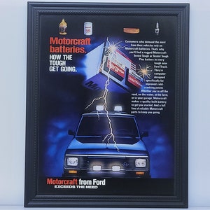 Framed Vintage 80&#39;s Ford Motorcaft Ad 1987 Ranger Pickup Truck Retro Automotive Advertisement Classic Wall Art Photo Poster