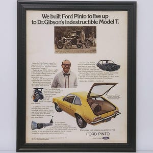Framed Vintage 70&#39;s Car Ad 1973 Ford Pinto Runabout Classic Advertisement Poster