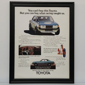 Framed Vintage 70&#39;s Car Ad 1973 Toyota Celica ST Racing Classic Advertisement Automotive Wall Art Photo Retro Poster