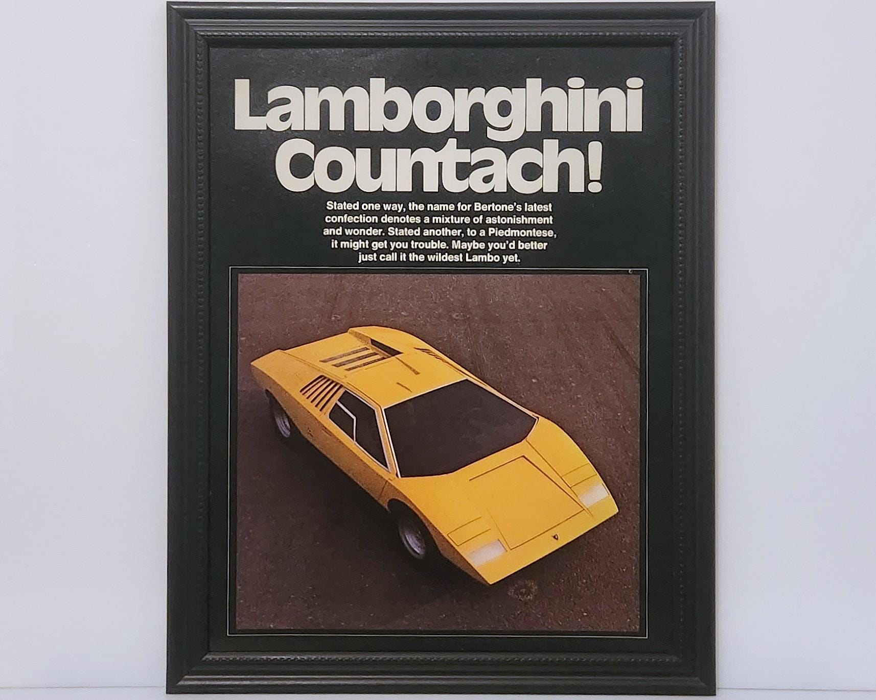 Framed Vintage 70's Car Feature 1971 Lamborghini Countach