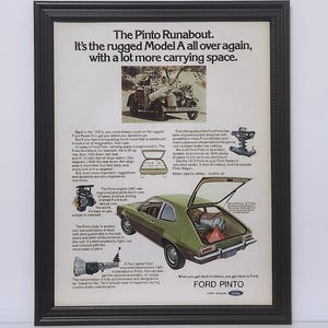 Framed Vintage 70&#39;s Car Ad 1973 Ford Pinto Runabout Classic Advertisement Poster