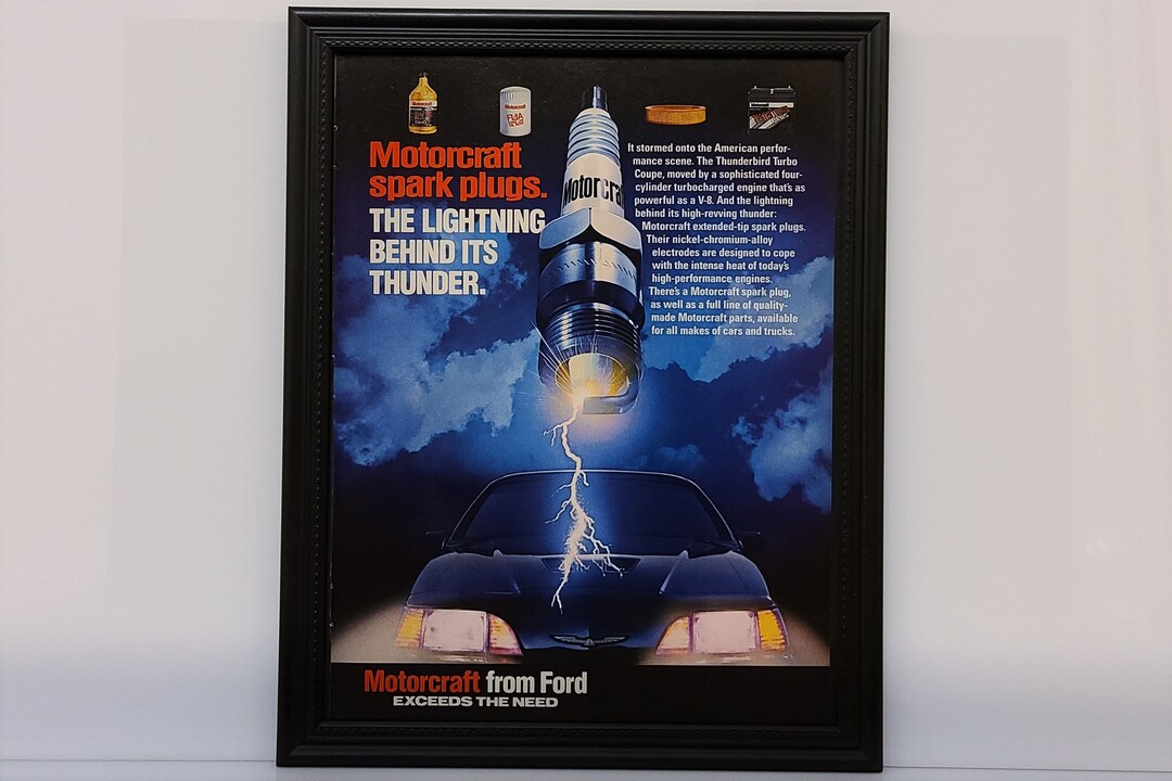 Framed Vintage 80's Motorcraft Ad 1987 Ford Thunderbird Turbo Coupe ...