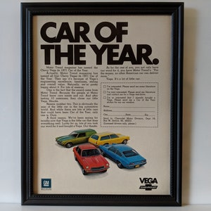 Vintage 70er Jahre Auto Werbung 1971 Chevrolet Vega Coupé & Wagon Werbung Classic Wall Art Foto Poster