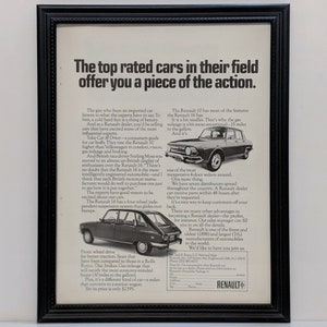 RARE Promo ad 1969 Renault 10 Sedan and 16 Wagon Advertisement Vintage Automotive Retro Classic B&W Wall Art Photo Poster