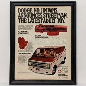 Framed Vintage 70's Car Ad 1978 Dodge Street Van Custom Tradesman