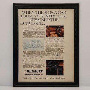Framed Vintage 80&#39;s Car Ad 1981 Renault 18i Classic Advertisement Automotive Wall Art Photo Poster