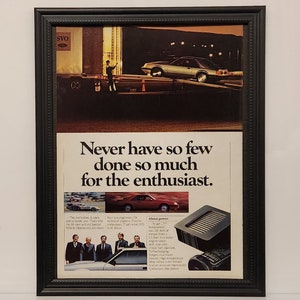 Framed 80&#39;s Vintage Car Ad 1984 Ford Mustang SVO Turbo Retro Advertisement Automotive Classic Wall Art Photo Poster