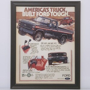 Framed Vintage 80's Car Ad Ford F-150 4x4 Pickup Truck F150 1982