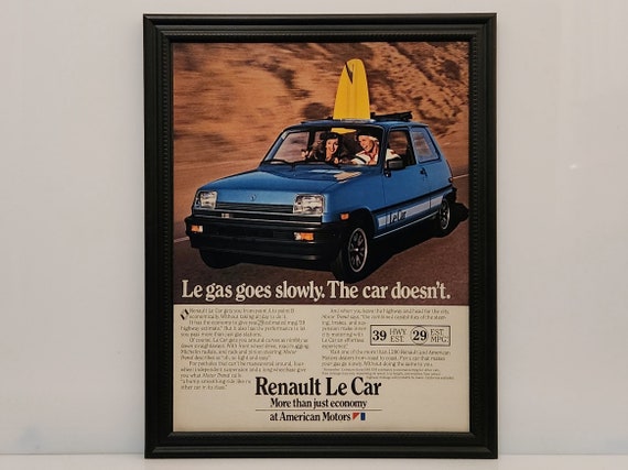 Framed Vintage 80's Car Ad Renault Le Car 5 Classic Advertisement
