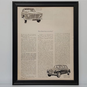 Framed 60&#39;s Vintage Car Ad 1961 Rover 100 P4 Sedan B&W Advertisement Automotive Classic Wall Art Photo Poster