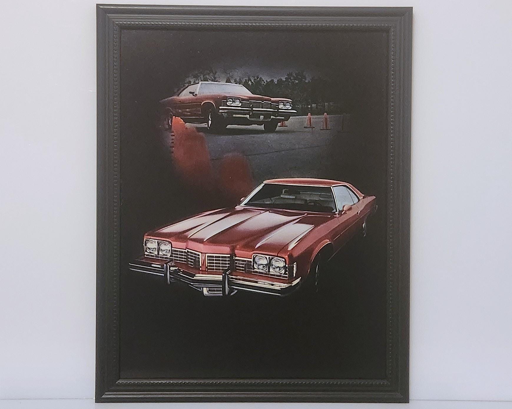 Framed Vintage 70's Car Ad 1973 Pontiac Bonneville Wide-track