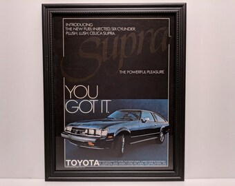 Framed Vintage 70's Car Ad 1979 Toyota Celica Supra Classic Automotive Advertisement Retro Wall Art Photo Poster