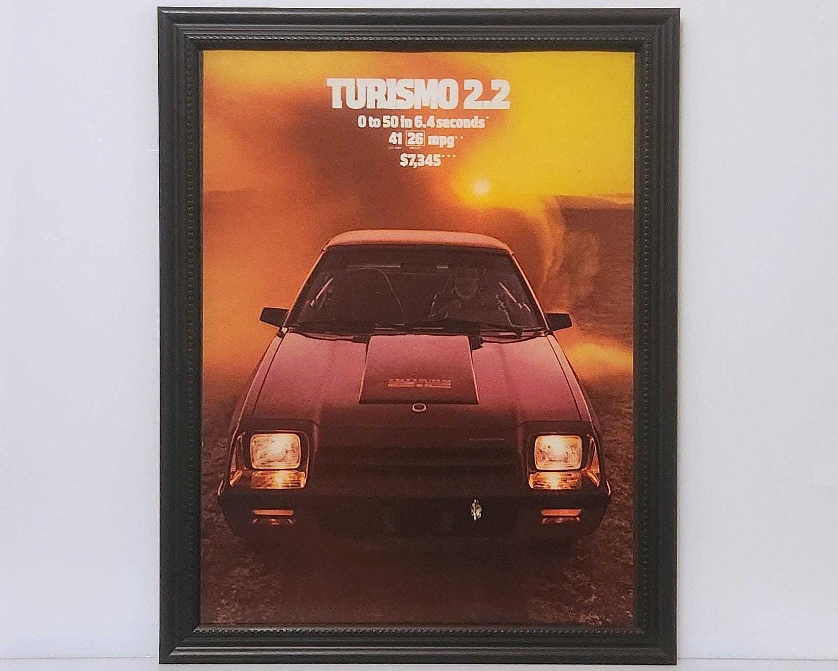 Framed Vintage 80's Car Ad Plymouth Turismo 2.2 1982 1983 Classic