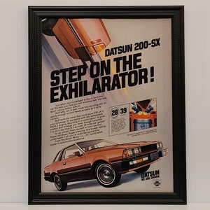 Framed Vintage 80&#39;s Car Ad 1981 Datsun 200SX Classic Advertisement Automotive Wall Art Photo Poster